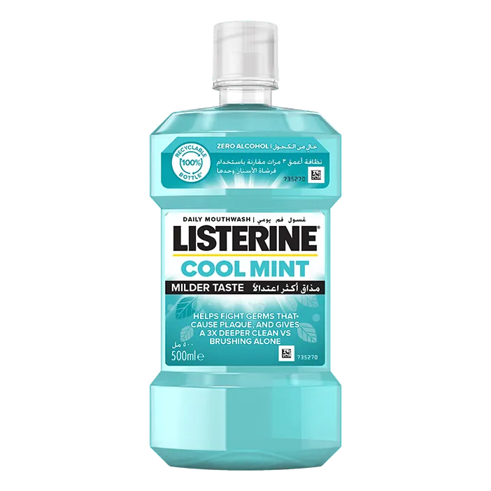 Listerine Zero Alcohol Free Oral Care Mouthwash for Bad Breath, Cool Mint,  1 L